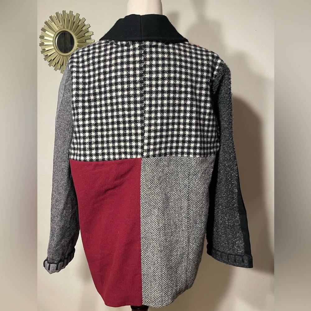 BaabaaZuzu Wool Red Black Patchwork Jacket - Size Medium - Picture 4 of 7